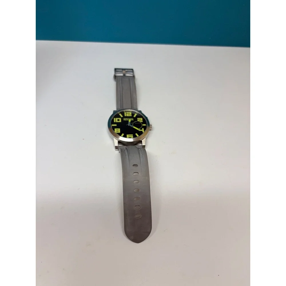 Kenneth Cole Reaction Mens Watch Silicone Strap Neon Yellow Black Need Battery